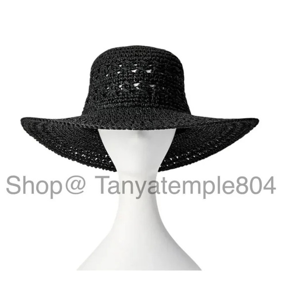 Time And Tru Women's Woven Summer Straw Hat Black - Picture 1 of 5